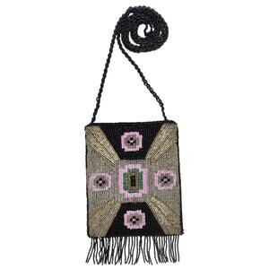 Ermo Vintage Beaded Art Deco Design Fringed Small Crossbody Bag Handbag‎